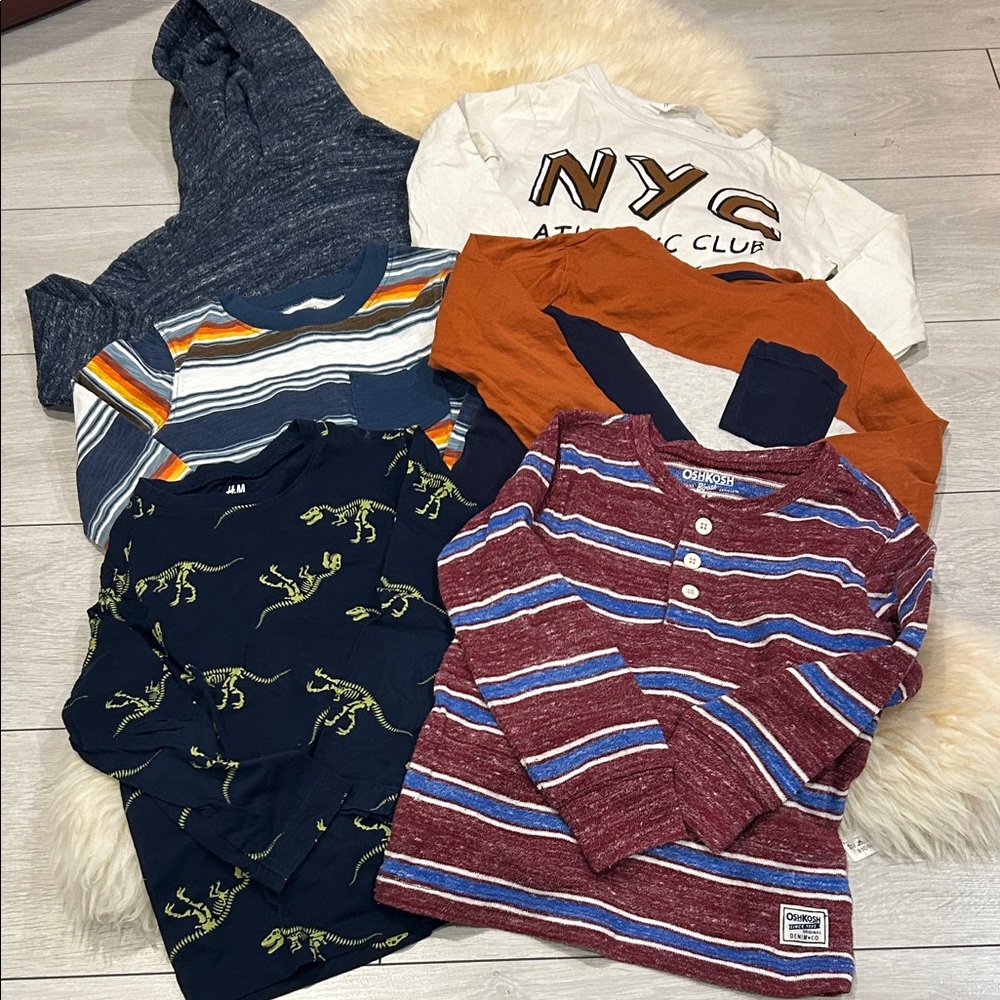 OshKosh B'gosh Kids Long Sleeve Shirt Collection - Navy, Red, Cream